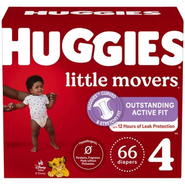 Huggies Little Movers Diapers - Size 4 - 66ct