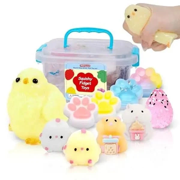 10 Pack Taba Squishy Toys kit with Toy Box & Cute Stickers, Kawaii taba Squishies Stress Relief Toys Party Favors for Kids 4-8 8-12, Squishy Fidget