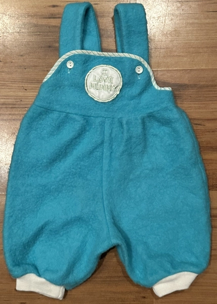Vintage 1990s baby dungarees overalls teal size 0-6 months I Love Mummy