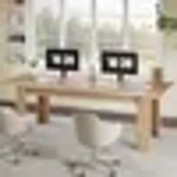Fimind 79" Double Desk for Two People, Extra Long Computer Desk for Home Office, Modern Wooden 2-Person Workstation Table, Large Writing Desk, Natural Oak