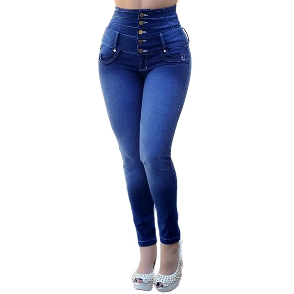 Women Skinny Jeans High Waist Button Denim Pants Push Up Trousers Bodycon Pencil Pants winter ladies jeans streetwear - AliExpress 200000345