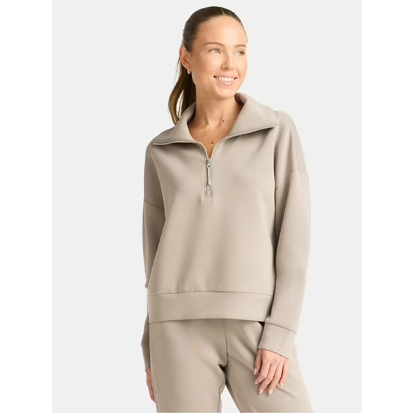 Avia Women's and Women's Plus ScubaKnit Quarter Zip Pullover, Sizes XS-4X