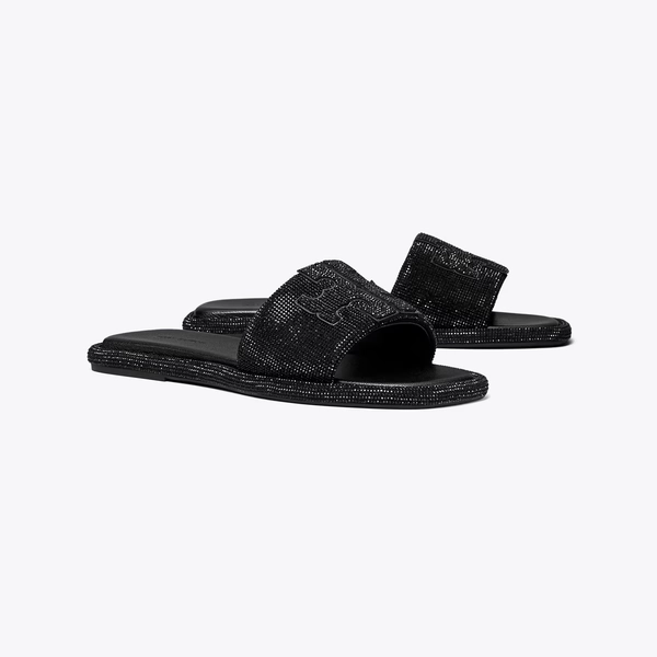 Pavé Double T Sport Slide in black, size 9.5