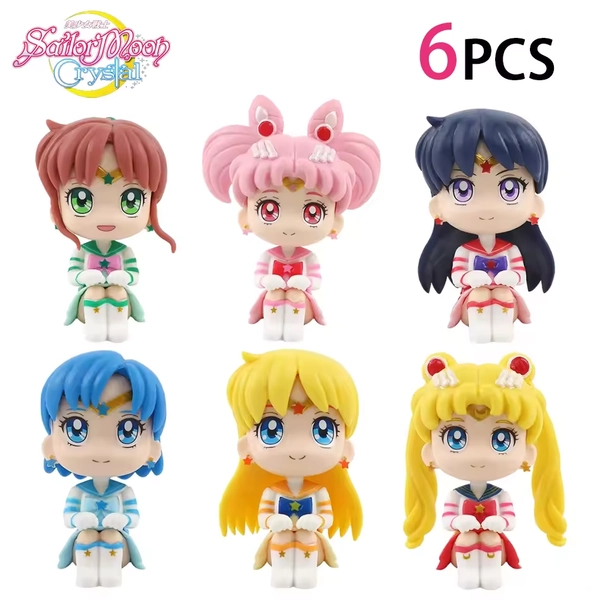 Sailor Moon Anime Figure 6Pcs Set 7cm Usagi Chibiusa Rei Makoto Mini PVC Figurin