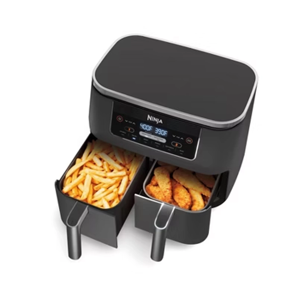 Ninja Foodi 8qt Original Dualzone 2 Basket Air Fryer with 6 functions - DZ201: Stainless Steel, Digital Control, Dishwasher-Safe
