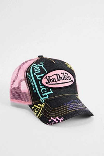 Von Dutch Logo Denim Trucker Cap