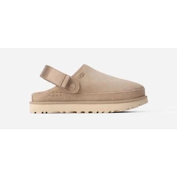 UGG® Women's Goldenstar Clog Suede Shoes in Sand, Size 5.5