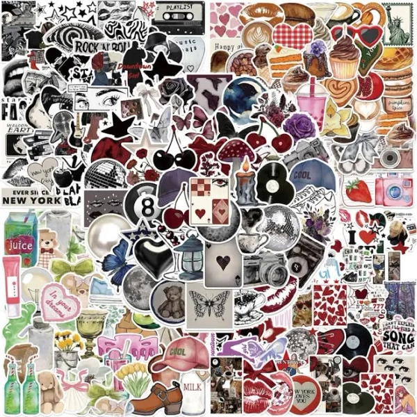 300Pcs Stickers for Girls Y2k Sticker Cute Clean Girl Decal Aesthetic Sticker Packs Vinyl for Laptop, Water Bottle, Skateboard, Scrapbooking, Party