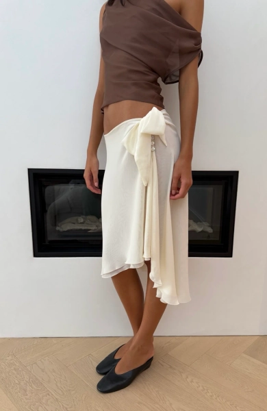 TIDE MIDI SKIRT - CREAM - XS