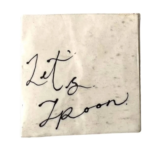Let's Spoon Coaster - Handmade Stoneware Clay Coaster by L&Clay Ceramics