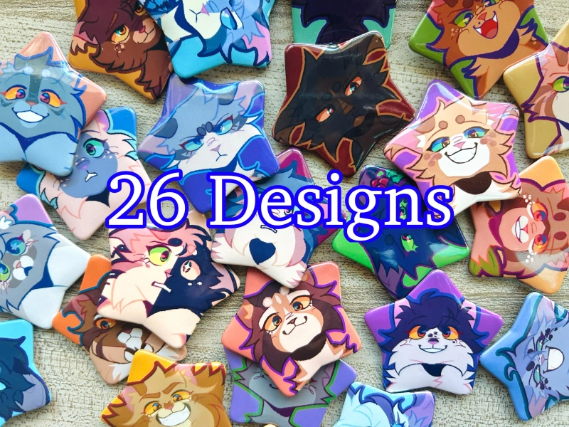 Warrior Cat Protagonist-Inspired Star Badge Pins