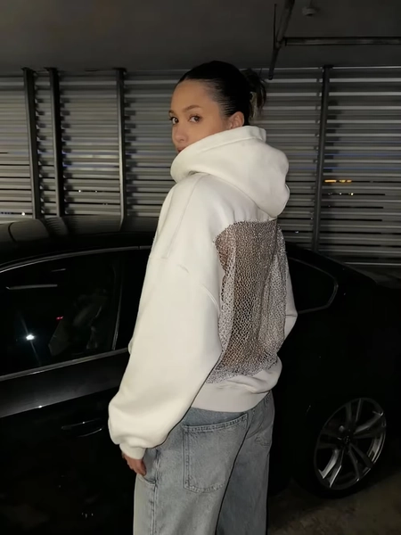 Sweat à capuche gothique américain en maille creuse pour femmes, pull transparent à la mode, veste décontractée à manches longues - AliExpress 