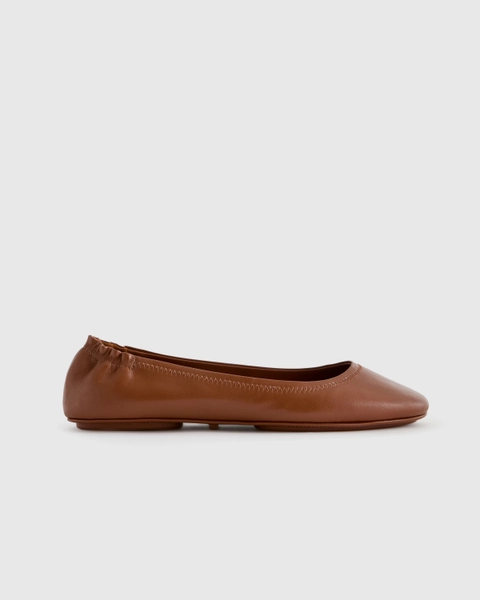 Italian Leather On-The-Go Ballet Flat in Silver