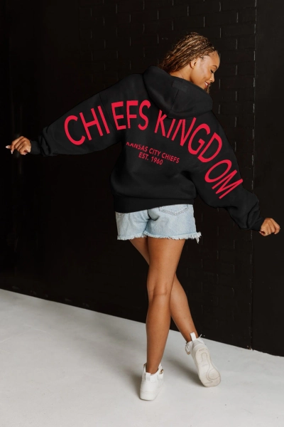 KANSAS CITY CHIEFS Never Stop Oversized Premium Hoodie | XL / BLACK | Gameday Couture - SOHO