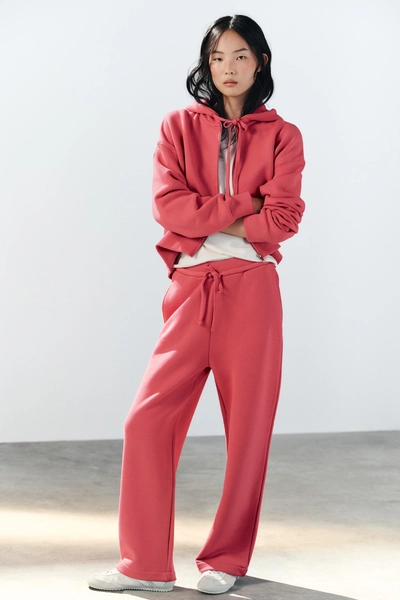 PANTALON EN MOLLETON À CORDONS - Rose foncé - S