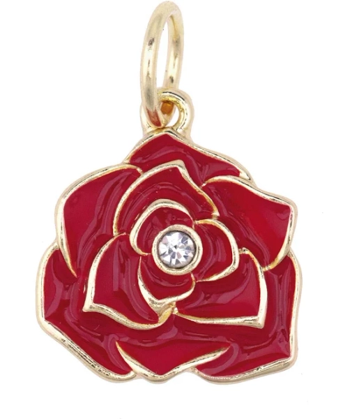 Canvas Style Rhinestone Rose Bud Charm