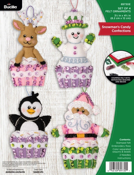Bucilla® Snowman's Candy Confections - Seasonal Felt Ornament Kits - 89730E