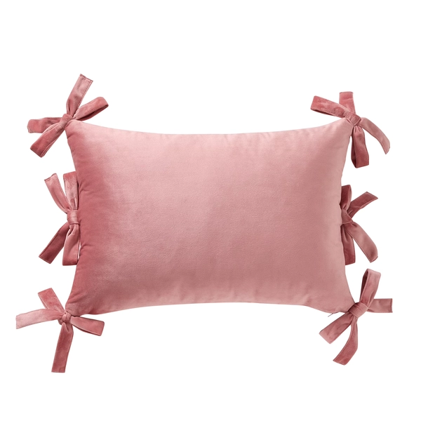 Home Decor Collection 14" x 20" Blush Pink Velvet Bow Oblong Decorative Pillow - Walmart.com