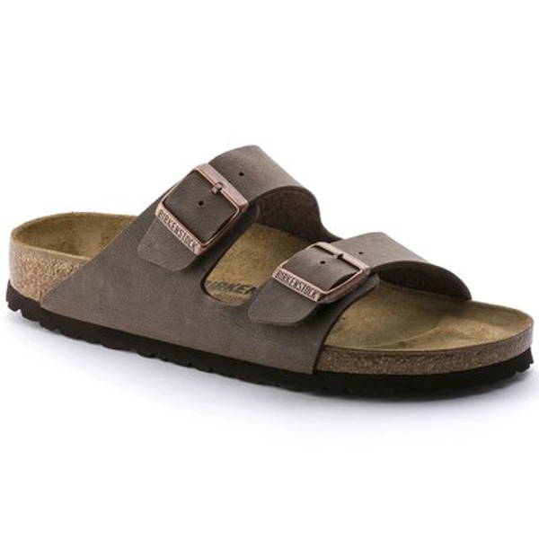 BIRKENSTOCK Arizona Birkibuc Mocha Two-Strap Sandals