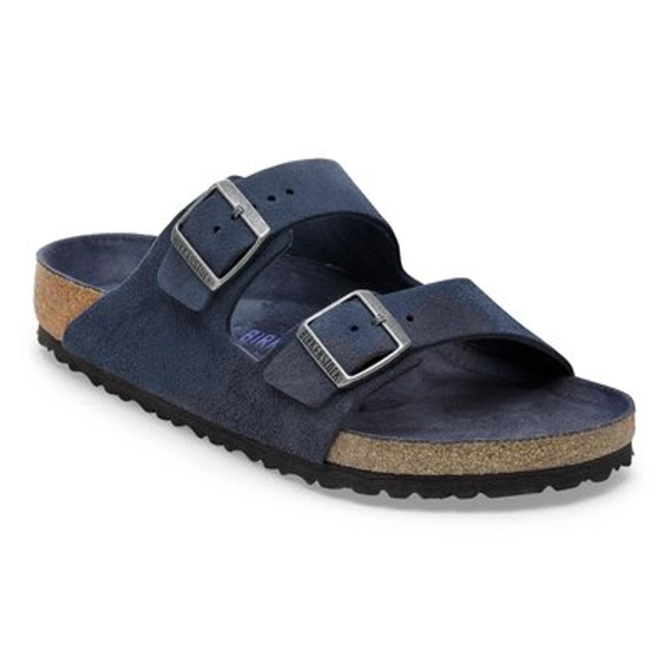 BIRKENSTOCK Arizona Soft Footbed Suede Leather New Navy Tonal Two-Strap Sandals
