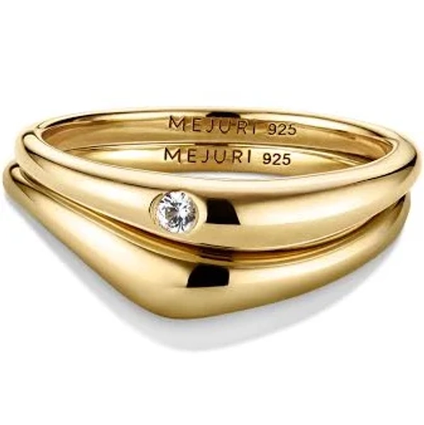 Mejuri | Organic Dôme Nesting Ring Set in 18K Gold Vermeil & Lab-Grown Sapphires | Mejuri Sterling Silver, 18K Gold Vermeil / Lab Grown White Sapphire
