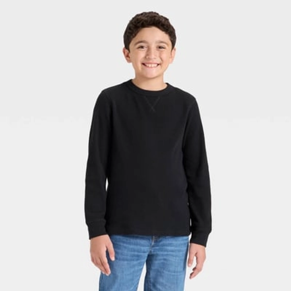 Boys' Long Sleeve Thermal Shirt - Cat & Jack™ Black S