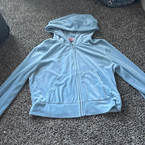 Baby blue juicy jacket, with no zipper but can still...
