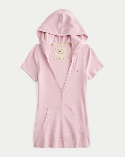 Short-Sleeve Henley Hoodie