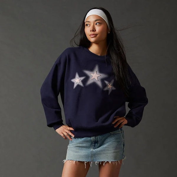 Pacsun Women's 3 Stars Cotton Blend Sweatshirt