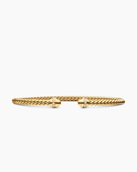 Classic Cablespira® Bracelet in 18K Yellow Gold with Diamonds, 3mm