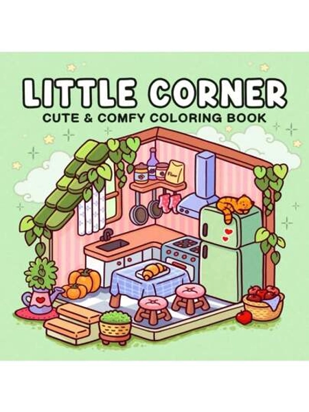 (96 Pages/234g Others 219g)Little Corner: Coloring Book For Adults And Teens, Super Cute Designs Of Cozy, Hygge Spaces For Relaxation (Cozy Spaces Coloring) Gifts For Friends & Couples&Family,Back To School,School Supplies