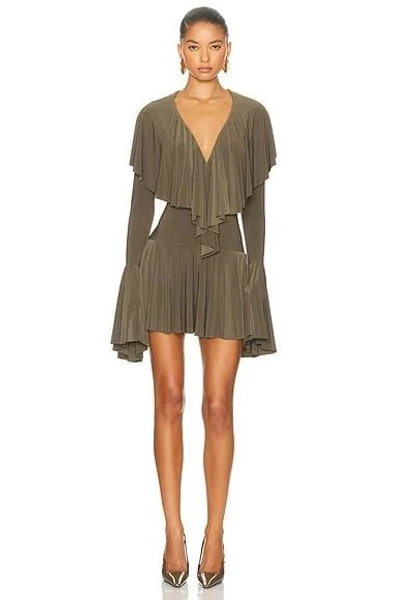 Norma Kamali Women's Long Sleeve Deep V Ruffle Mini Dress