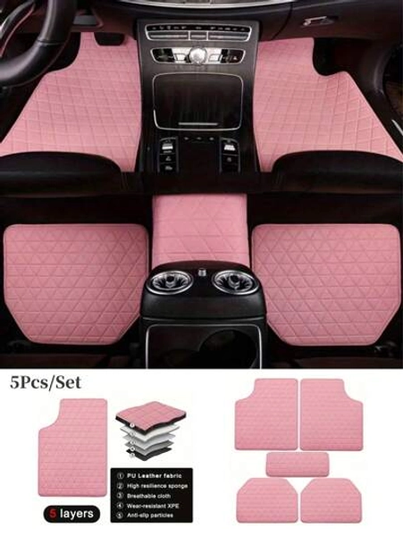 Waterproof Pu Car Floor Mats-Set Of 5/Set Of 3/Set Of 2, Car Floor Mats Full Set,Front Row Floor Mats,The Second Row Floor Mats, Full Set Front And Rear Carpets For Interior Protection, Car Interior Accessories,Durable, Stylish And Simple Design For Men And Women - All-Weather Protection, Easy Cleaning And Enhanced Car Interior Decoration,Car Mats