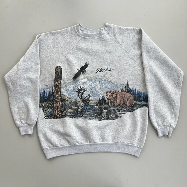 vintage nature bear alaska wrap around crewneck sweatshirt size XL