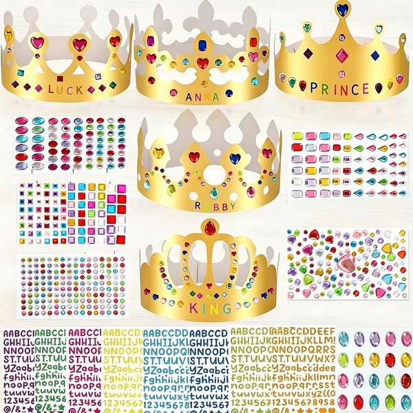 Gold Paper Crowns, Diy Birthday King Crowns Craft to Decorate, Paper Prince Princess Crown Hats for School Classroom 29(15 Crowns+14 Sticker Gems) - Walmart.com