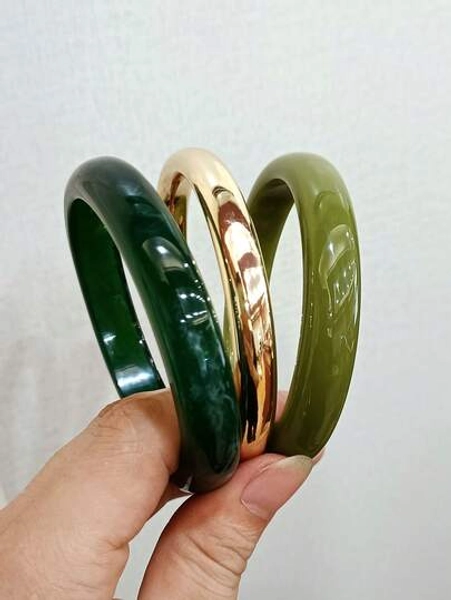 3pcs Set Elegant Retro Bangle Bracelets, Fashion Minimalist Design, Suitable For Casual Wear, Women's Fashion Jewelry, Acrylic, Non-Inlaid, Suitable For Daily And Party Occasions All Year Round, (Highest Product)