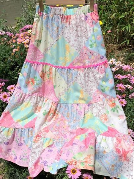 Comfortcana Women Summer Vacation Floral Print Ruffle Hem Skirt