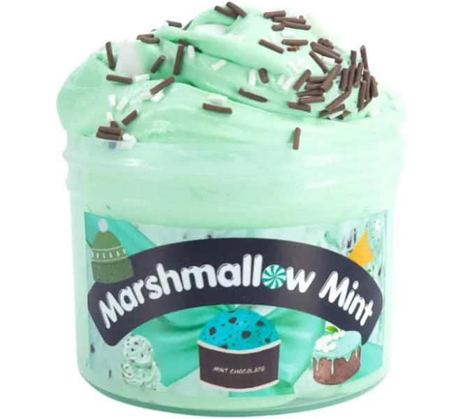 Marshmallow Mint Buttercream Slime with Sprinkles and Charms - 8oz