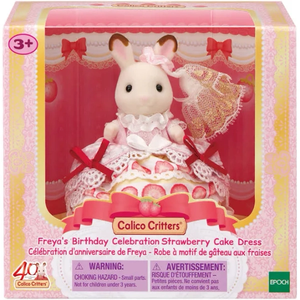 Calico Critters Freya's Birthday Celebration Strawberry Cake Dress