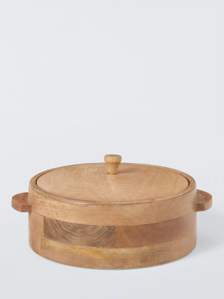 John Lewis Chapati Bowl & Lid, 22cm, FSC-Certified (Mango Wood)