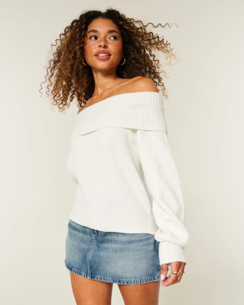 Hollister Comfy Cloud Foldover Off-the-Shoulder Sweater