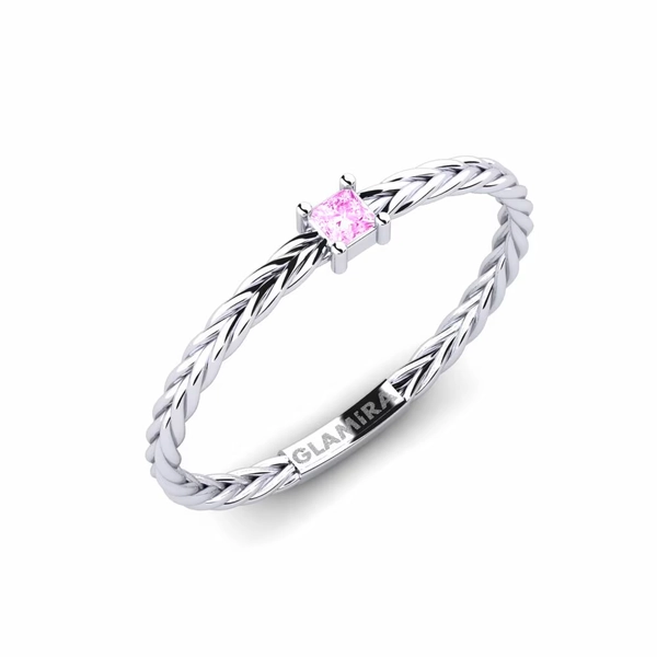 Or Blanc 9k Princesse Saphir Rose Bague Lytop