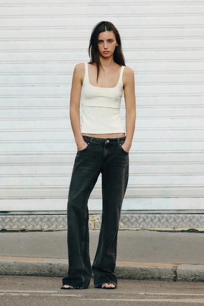 JEAN TRF WIDE LEG TAILLE BASSE - Noir - 32