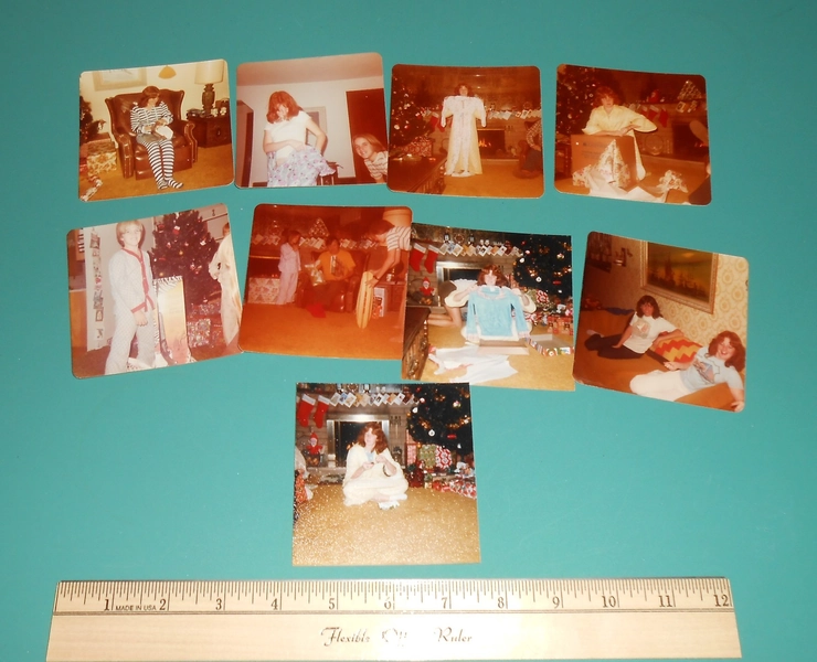 Vintage 1970s Found Photos Lot Christmas Kids Girls Pajamas PJs Snapshots