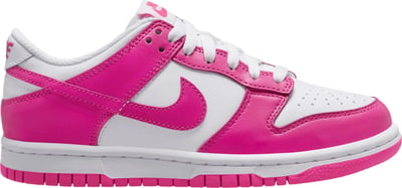Nike Kids' Grade School Dunk Low Shoes, Size 3.5, White/Fuchsia