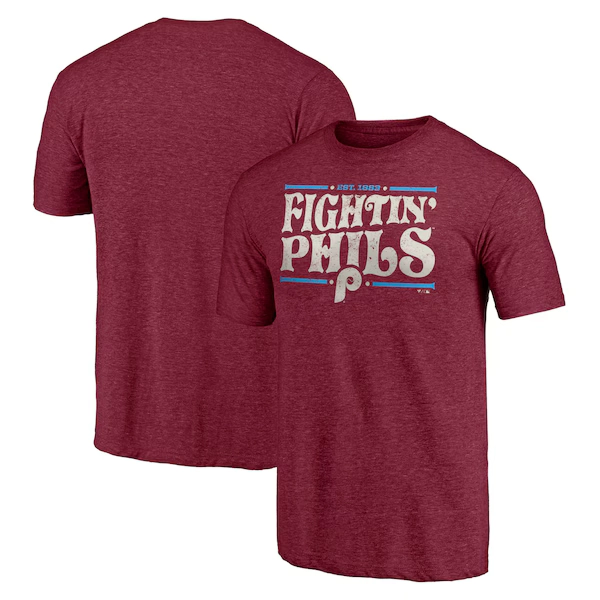 Men's Philadelphia Phillies Burgundy Hometown Collection Fightin' Phils Tri-Blend T-Shirt