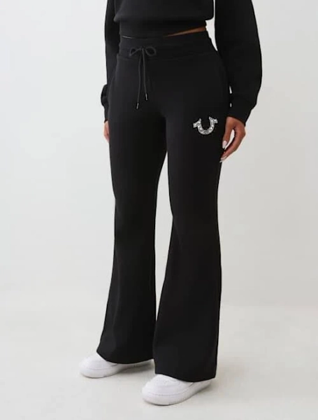 True Religion Women's Crystal Horseshoe Flare Sweatpants