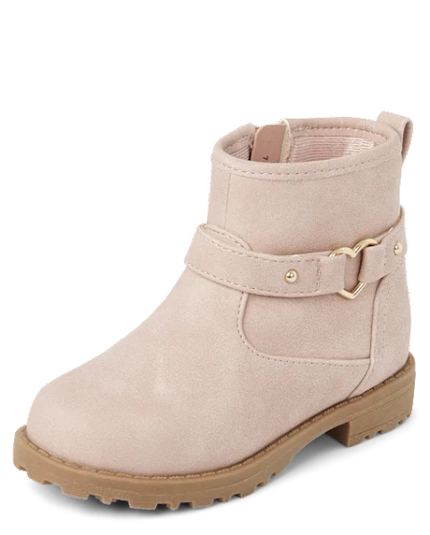 Toddler Girls Heart Moto Boots - Pink