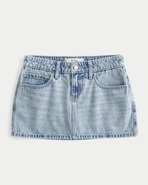 Curvy Low-Rise Denim Mini Skort