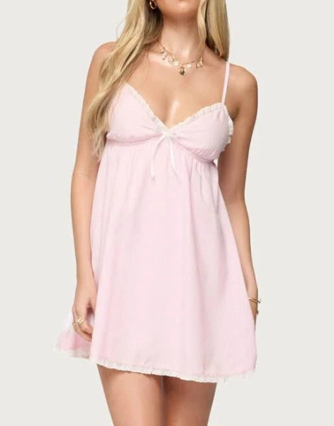 Edikted Women's Danira Pinstripe Babydoll Mini Dress